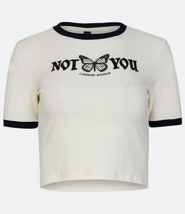 Blusa em Meia Malha com Estampa Not You Butterfly Off White 5