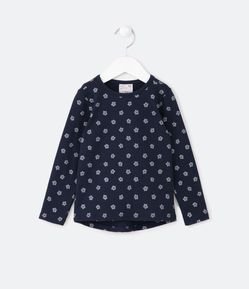 Blusa Infantil Canelada com Estampa de Florzinhas - Tam 1 a 5  Anos