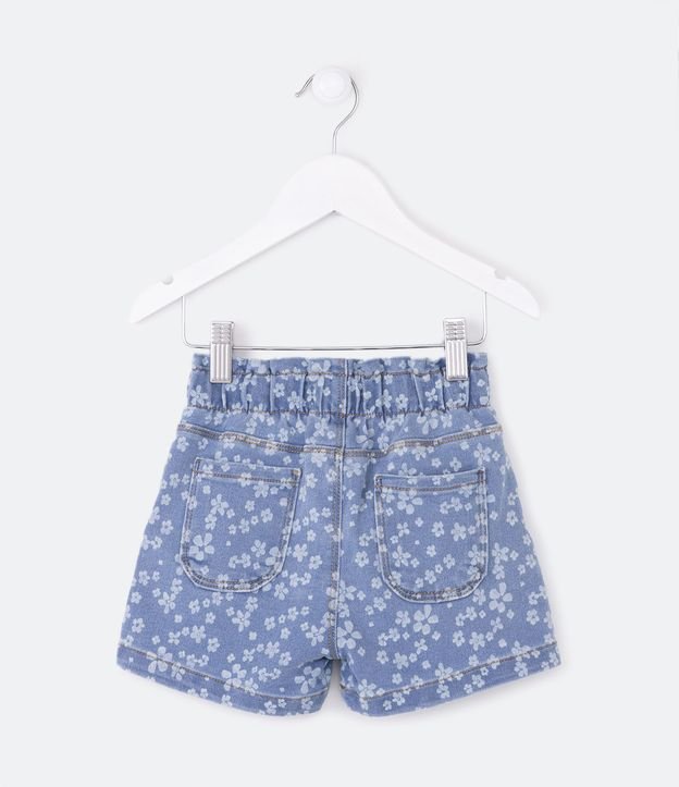 Short Clochard Infantil em Jeans com Estampa Floral - Tam 1 a 5 Anos Azul 2