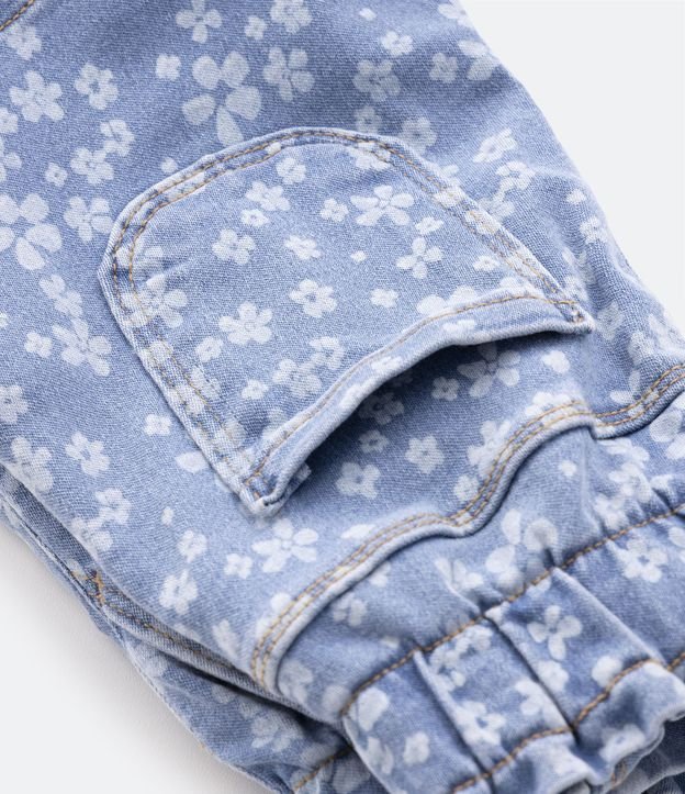 Short Clochard Infantil em Jeans com Estampa Floral - Tam 1 a 5 Anos Azul 3