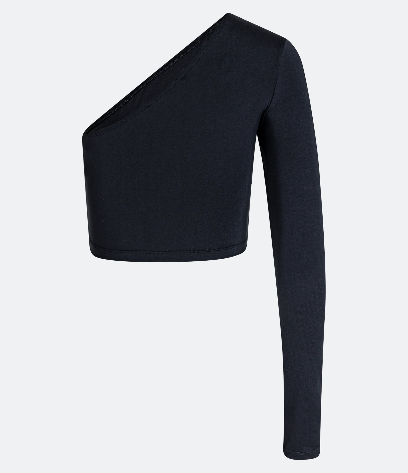 Blusinha Cropped Ombro Só com Corda de Strass Trançada Preto 3