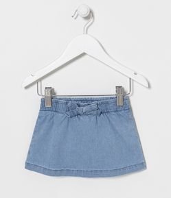 Short Saia Infantil Jeans com Amarração na Cintura - Tam 0 a 18 meses