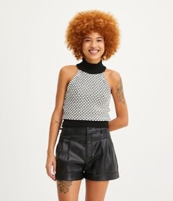 Blusa Sem Manga em Tricô com Listras Diferenciadas