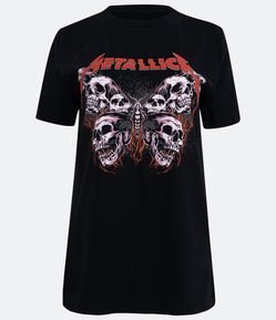 Camiseta em Algodão com Manga Curta e Estampa Metallica