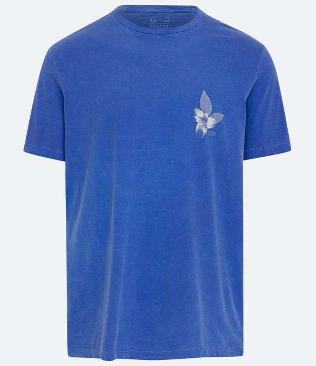 Camiseta Comfort em Algodão com Estampa Floral Azul Estonado 6