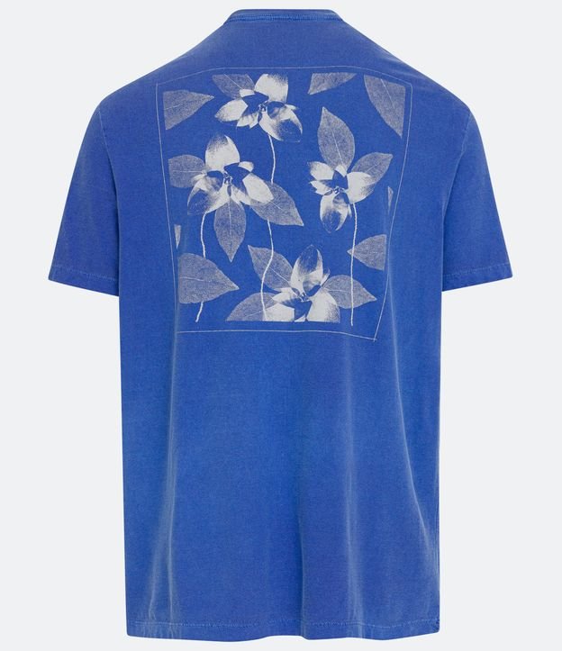 Camiseta Comfort em Algodão com Estampa Floral Azul Estonado 7