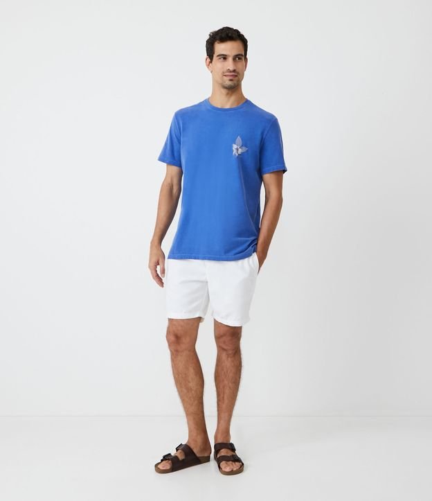 Camiseta Comfort em Algodão com Estampa Floral Azul Estonado 2