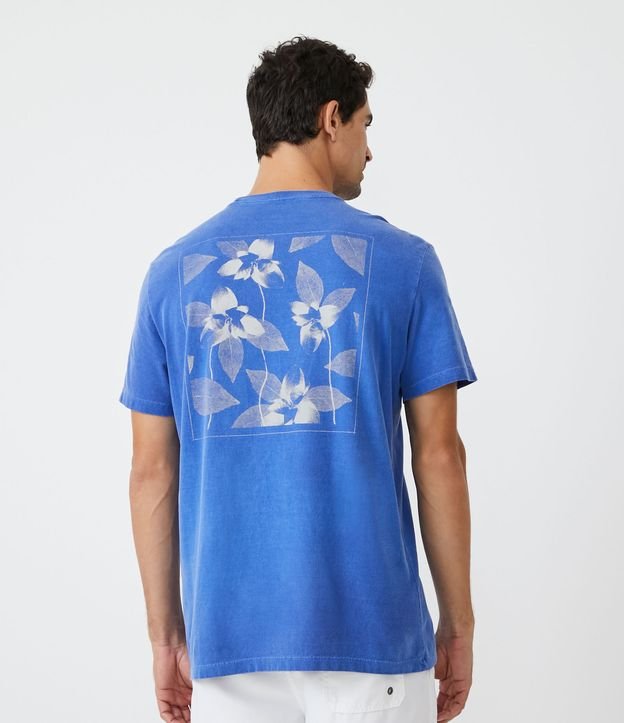 Camiseta Comfort em Algodão com Estampa Floral Azul Estonado 3