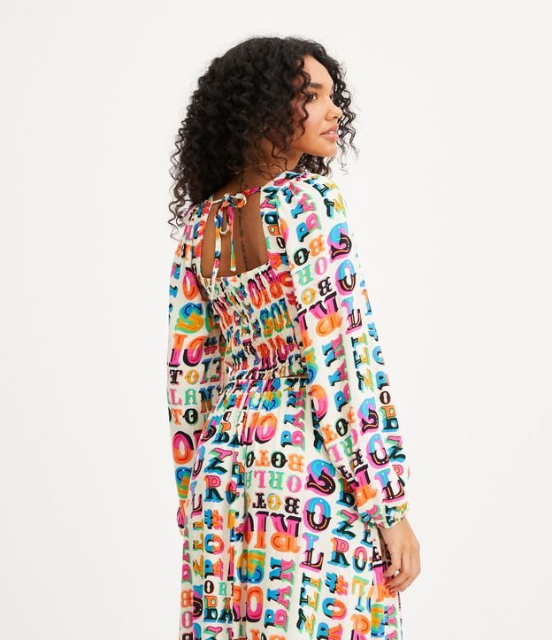 Blusa Cropped em Viscose com Estampa de Letras Coloridas Multicores 3