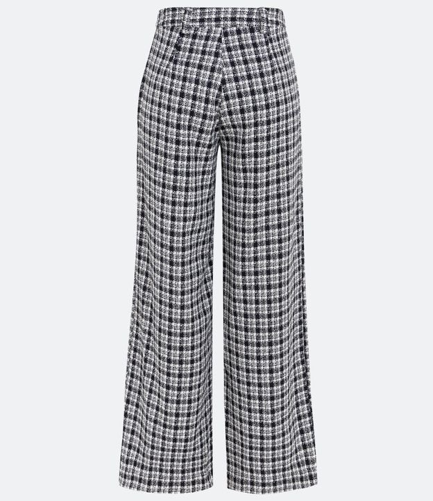 Calça Pantalona em Tweed Xadrez com Bolsos Preto/Branco 6