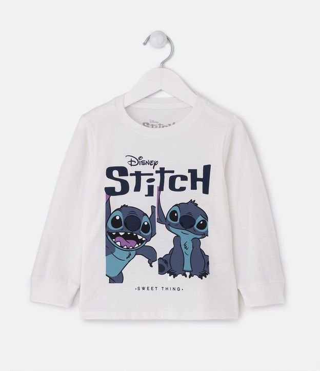 Remera Infantil Estampado Stitch - Talle 1 a 5 años Blanco Nieve 1