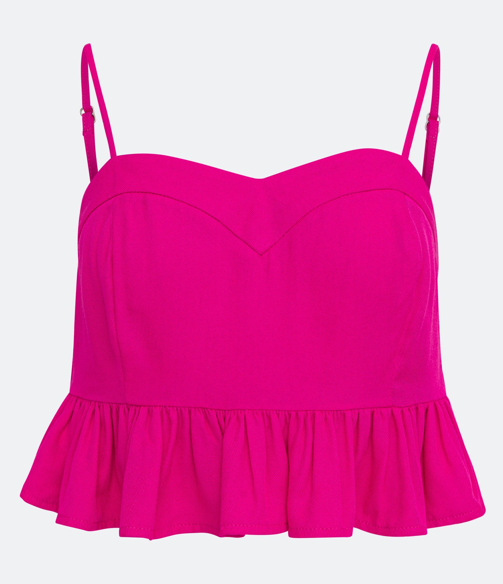 Blusa Cropped de Alça em Viscose com Babados e Lastex Rosa 5