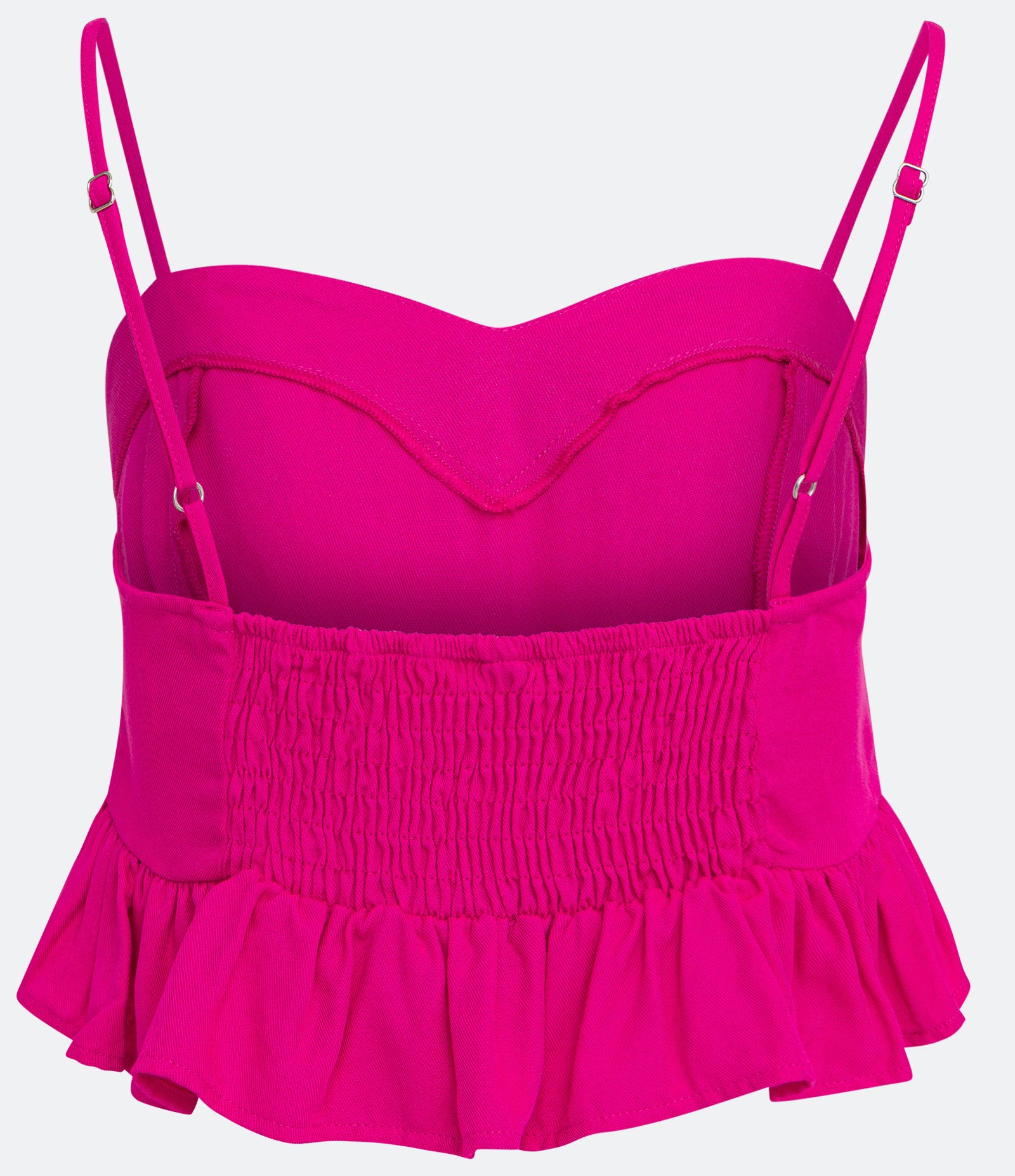 Blusa Cropped de Alça em Viscose com Babados e Lastex Rosa 6