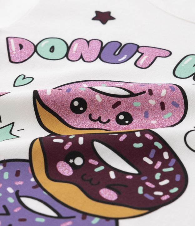 Camiseta Infantil Estampa Donuts e Lettering - Tam 5 a 14 Anos Branco Neve 4