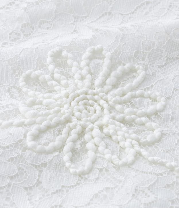 Blusa Alcinha rem Renda com Aplicação de Flores Curve & Plus Size Branco 7