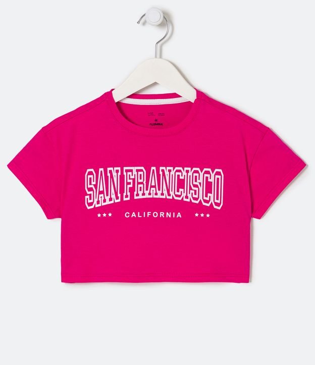 Blusa Cropped Infantil Estampa San Francisco - Tam 5 a 14 Anos - Cor: Rosa - Tamanho: 5-6