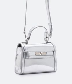 Bolsa Pequena com Tampa e Efeito Metalizado