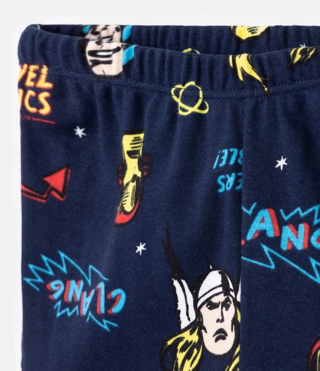 Pijama Largo Infantil en Ribana con Estampado Super Heróis - Talle 4 a 10 años Azul 4