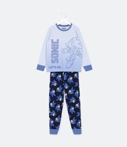 Pijama Largo Infantil Degradado con Estampado Sonic - Talle 5 a 14 años