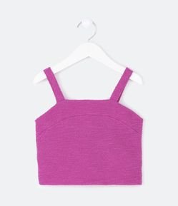 Blusa de Alça em Tweed com Textura - Tam 5 a 14 Anos