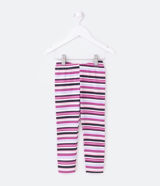 Calça Legging Infantil em Cotton Listrada com Glitter - Tam 1 a 5 Anos - Cor: Branco Neve - Tamanho: 01