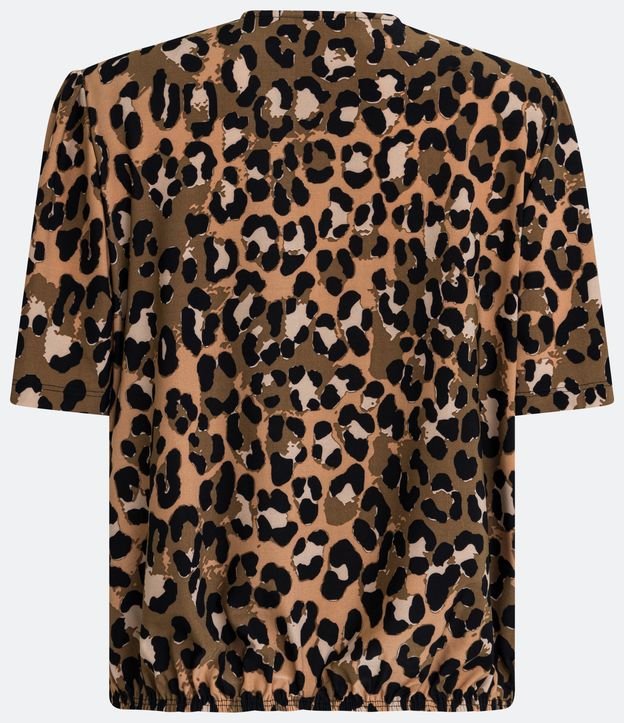 Blusa en Jersey con Hombrera y Estampado Animal Print Jaguar Marrón 6