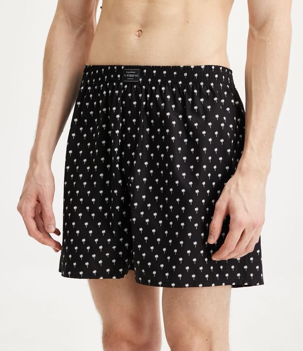 Cueca Samba Canção em Tricoline com Estampa de Mini Coqueiros