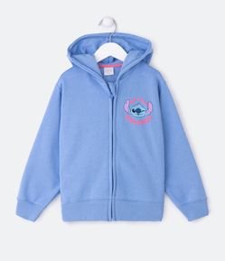 Jaqueta em Moletom com Capuz e Estampa Frente e Costas Stitch - Tam 5 a 14 Anos