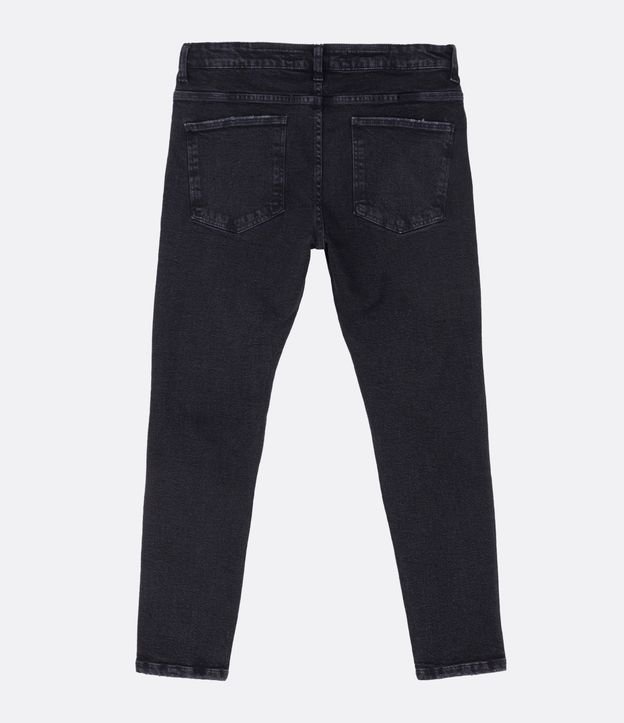 Calça Skinny Cropped Jeans com Puídos Preto 6