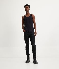 Calça Skinny Cropped Jeans com Puídos