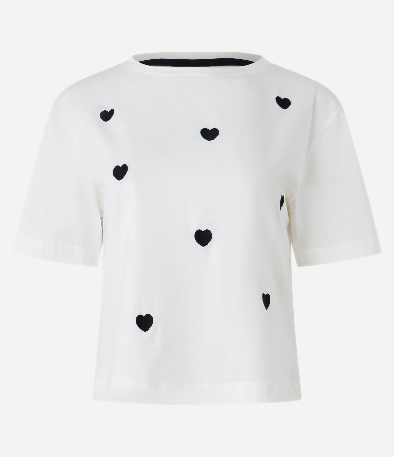 Blusa em Meia Malha com Manga Curta e Bordados de Corações Branco 5