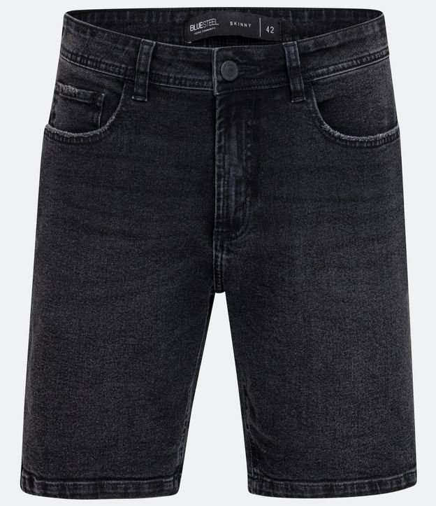Bermuda Skinny Jeans com Bolsos Preto 5