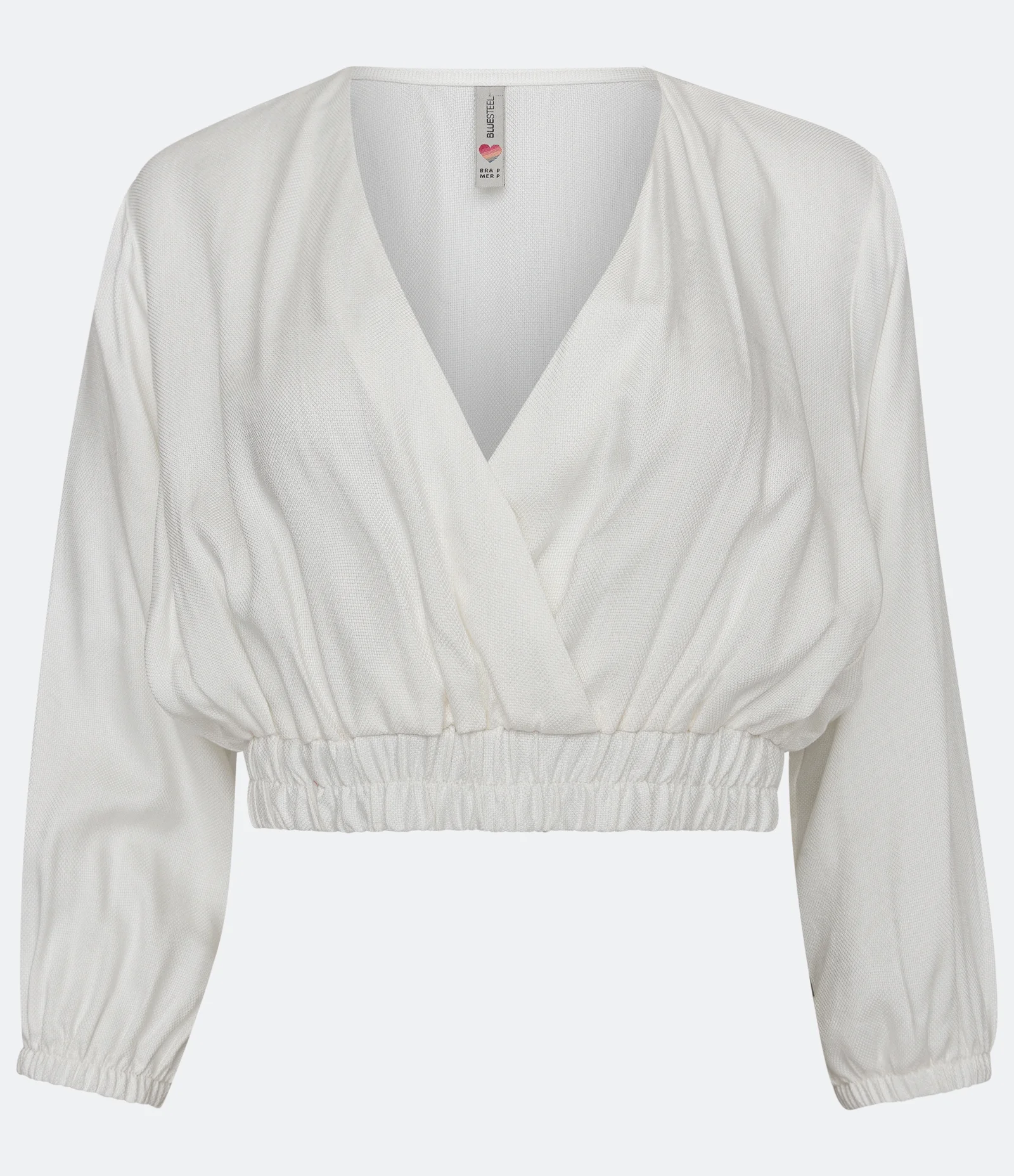 Blusa Manga Longa em Viscose com Decote Transpassado Branco Neve 1