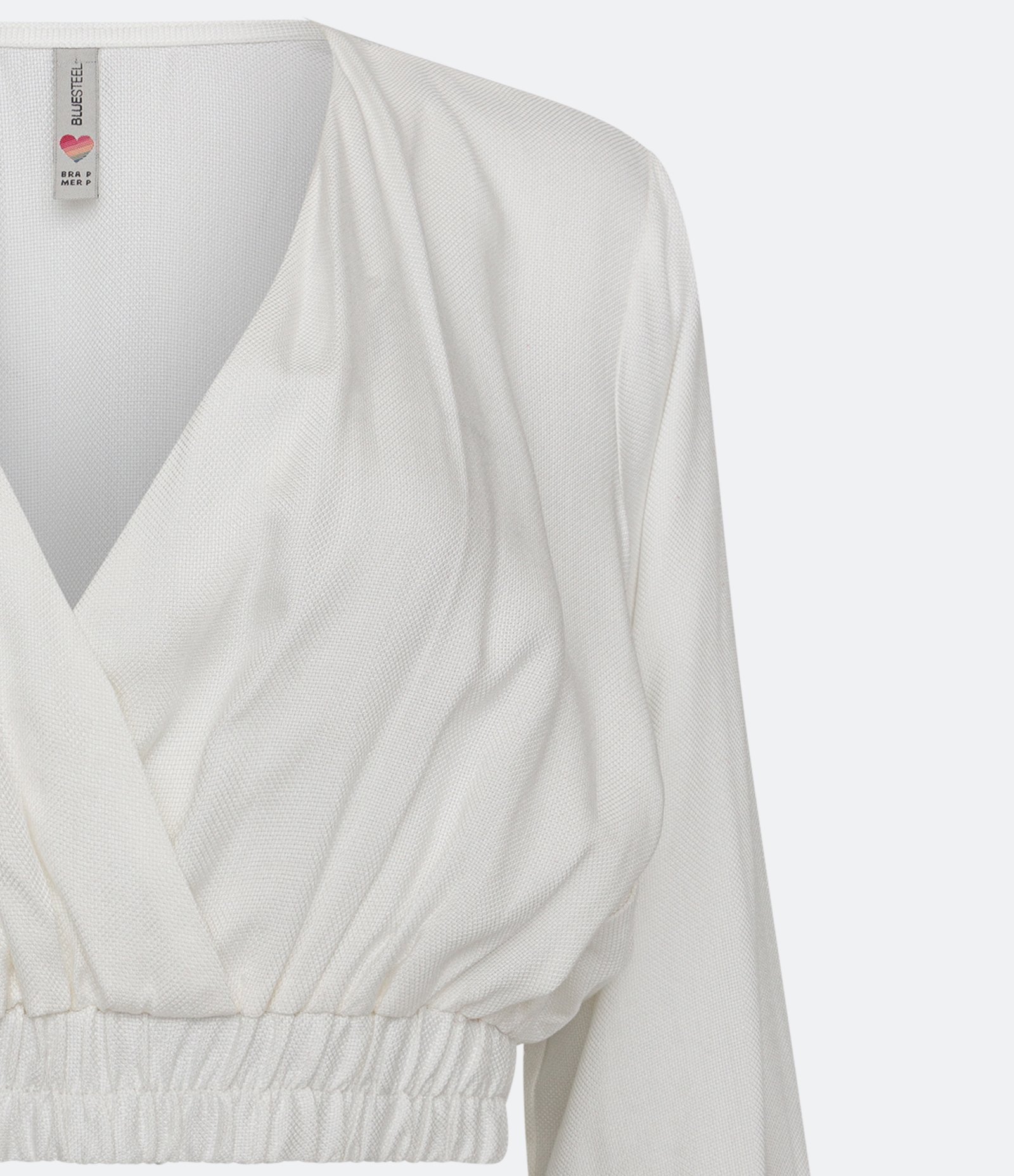 Blusa Manga Longa em Viscose com Decote Transpassado Branco Neve 3