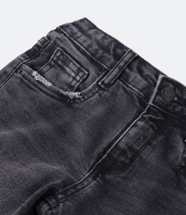 Pantalón Slim Infantil en Jeans con Rasgones - Talle 5 a 14 años Negro 4
