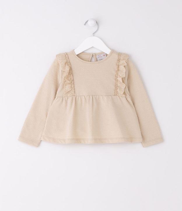 Blusa Infantil com Babado Broderie - Tam 1 a 5 Anos