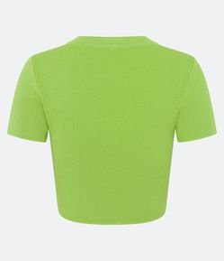 Blusa Básica Cropped Canelada em Viscose