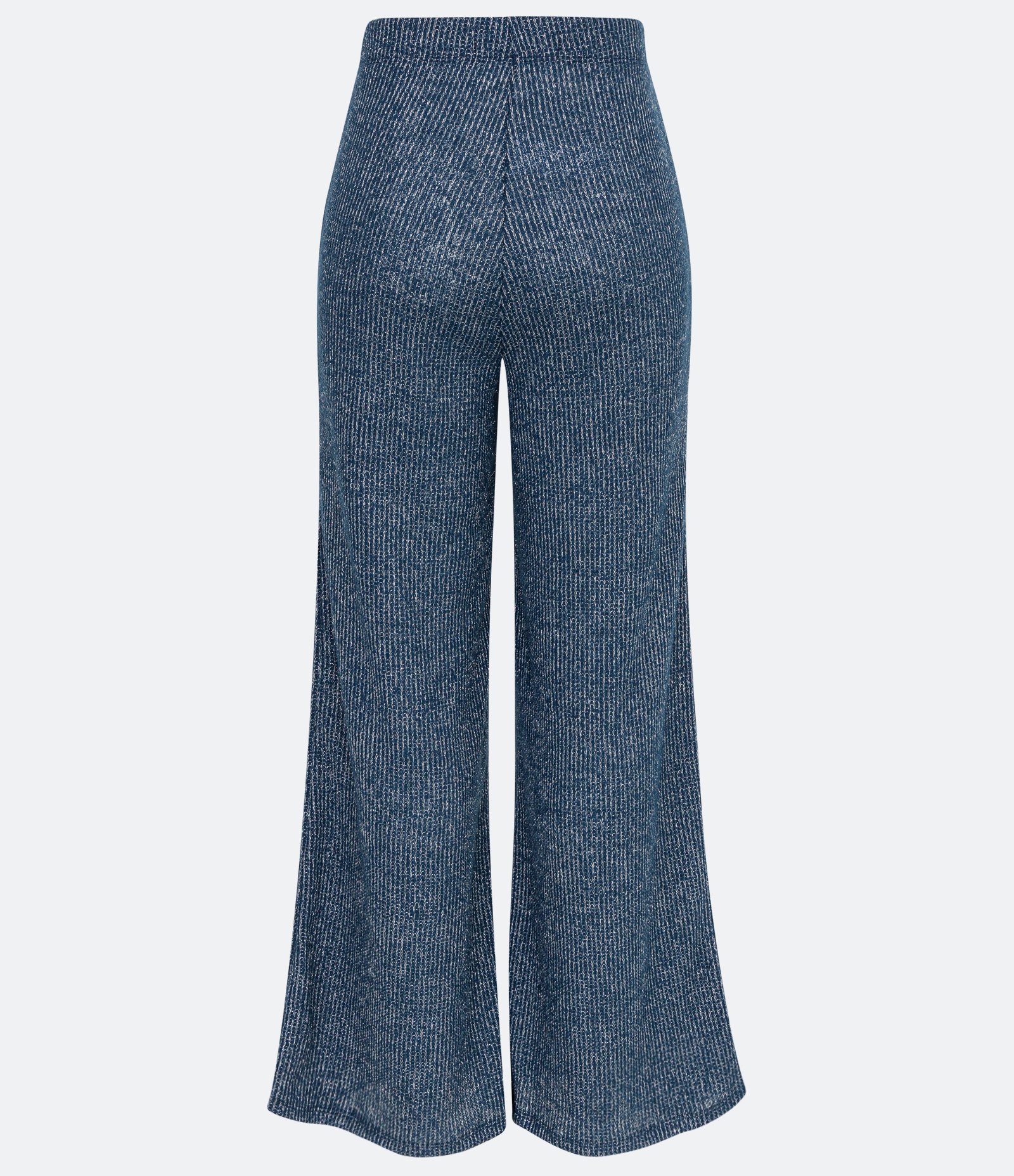 Calça Pantalona em Malha Texturizada Metalizada Verde 2