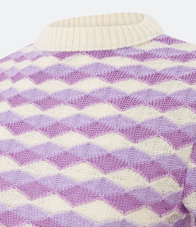 Blusa en Punto con Estampado Geométrica Violeta 7