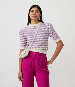 Blusa em Tricô com Estampa Geométrica