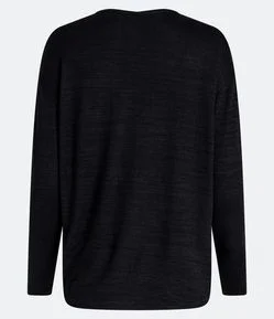 Blusa em Meia Malha Texturizada com Decote V