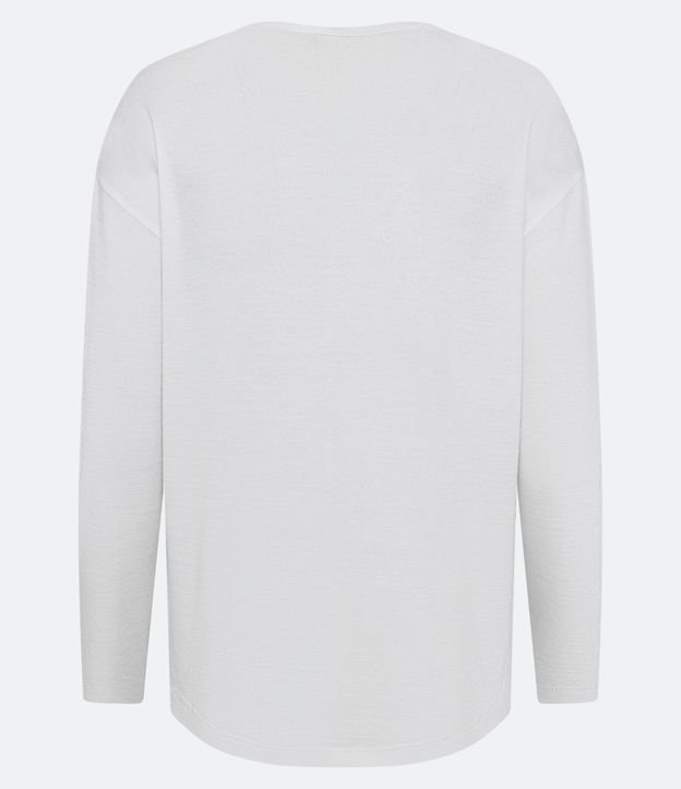 Blusa en Media Malla Texturizada con Escote V Blanco 8