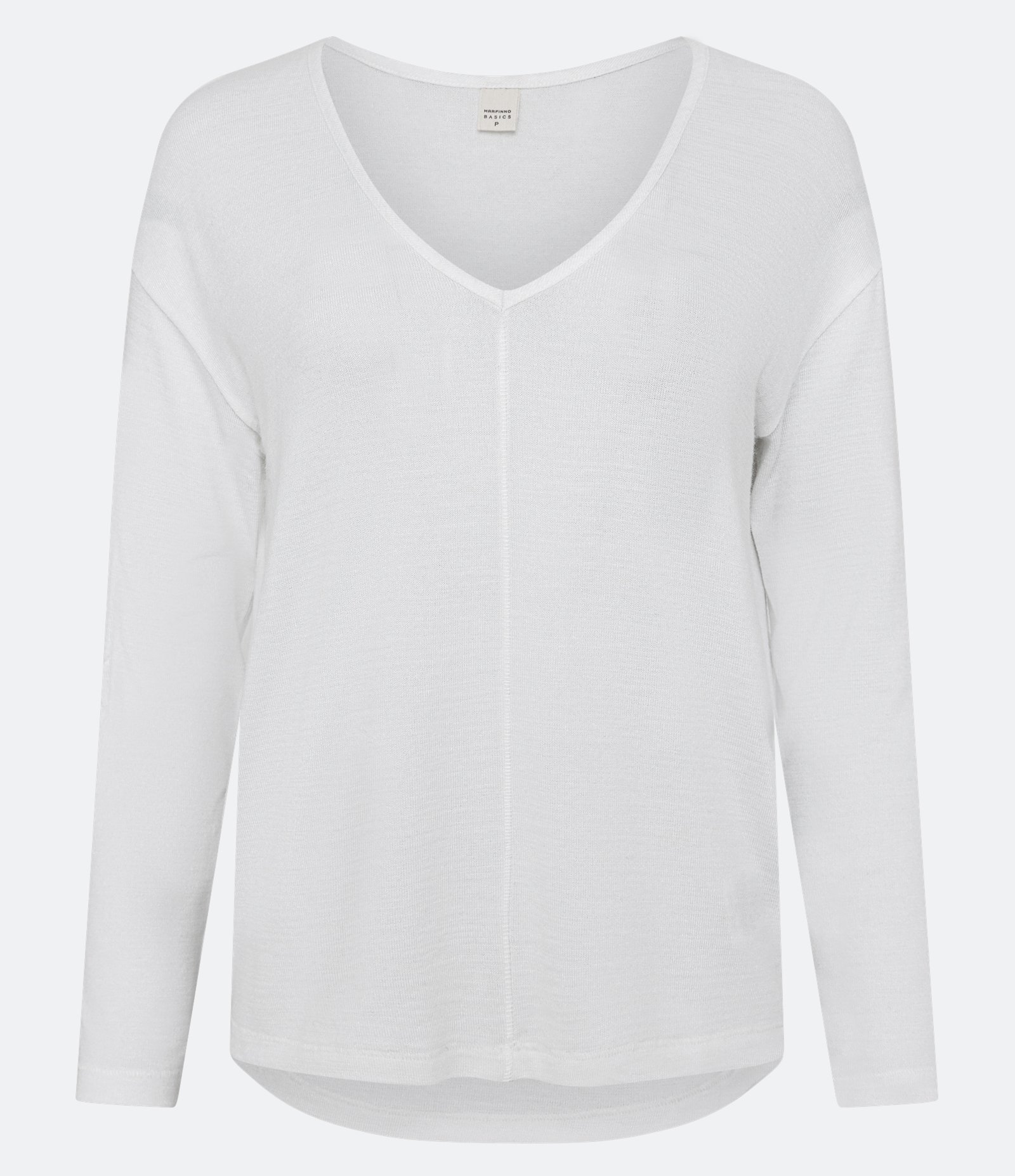 Blusa em Meia Malha Texturizada com Decote V Branco 6