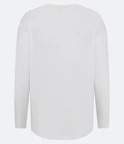 Blusa em Meia Malha Texturizada com Decote V