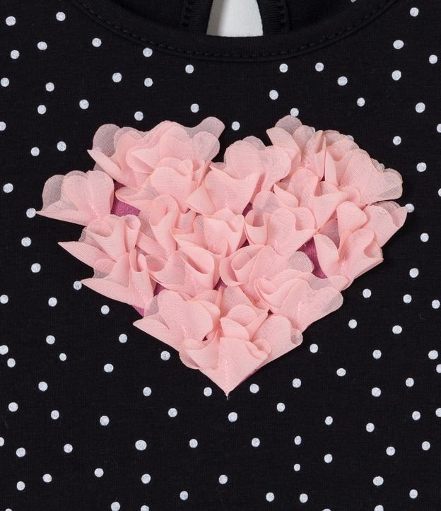 Body Infantil de Lunares con Corazón de Organza - Talle RN a 18 meses Negro 3