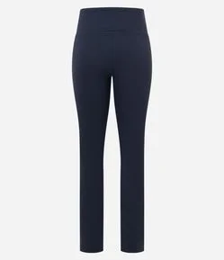 Calça Reta em Microfibra com Cós Alto