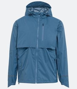 Jaqueta Quebra- Vento com Capuz Recortes e Bolso com Zíper