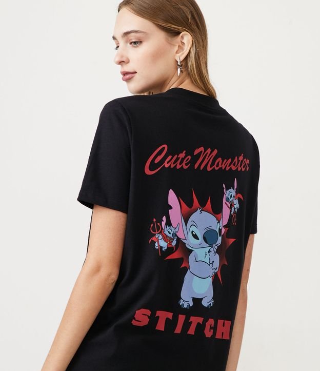 Remera en Media Malla con Estampado Stitch Cute Monster Negro 5