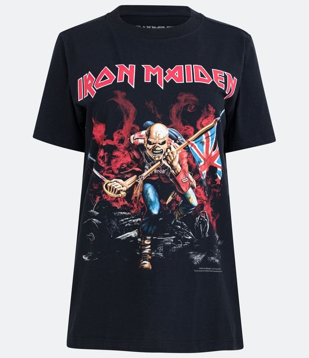 Camiseta em Meia Malha com Estampa Iron Maiden Preto 5