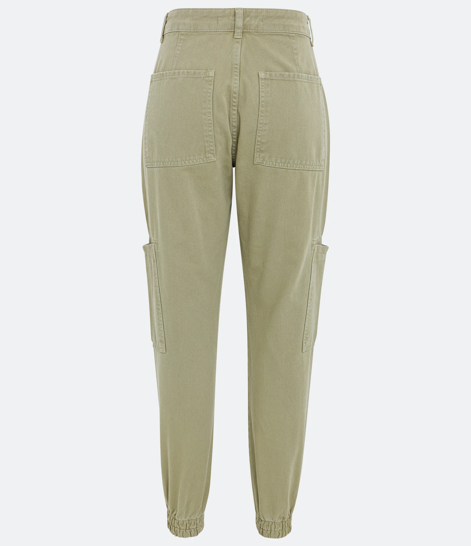 Calça Jogger Cintura Alta em Sarja com Bolsos Verde Oliva 2